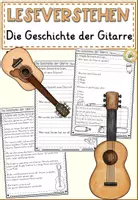 Vorschau - Arbeitsblätter - FREEBIE: Die Geschichte der Gitarre Lesetexte zum Leseverstehen & Textverständnis - Deckblatt