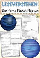Vorschau - Arbeitsblätter - FREEBIE:Der ferne Planet Neptun Leseverstehen Grundschule | Lesetexte Klasse 2–4 - Deckblatt