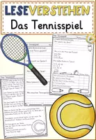 Vorschau - Arbeitsblätter - Das Tennisspiel Lesen und verstehen, Sachtext 2-4 Klasse Lesetext - Deckblatt