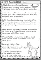 Vorschau - Arbeitsblätter - FREEBIE: Die Streifen des Zebras Lesen und Verstehen | Leseverstehen Klasse 2-4 - Seite 3