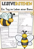 Vorschau - Arbeitsblätter - FREEBIE: Ein Tag im Leben einer Biene Lesen und Verstehen | Leseverstehen Klasse 2-4 - Deckblatt