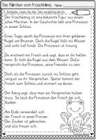 Vorschau - Arbeitsblätter - FREEBIE: Leseverstehen "Das Märchen vom Froschkönig" (2/4 Klasse - Deutsch) - Seite 3