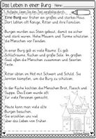 Vorschau - Arbeitsblätter - FREEBIE: Leseverstehen "Das Leben in einer Burg" (2/4 Klasse - Deutsch) - Seite 3