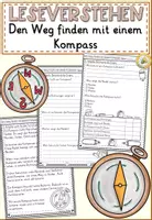 Vorschau - Arbeitsblätter - FREEBIE: Den Weg finden mit einem Kompass Lesen und Verstehen | Leseverstehen Klasse 2-4 - Deckblatt