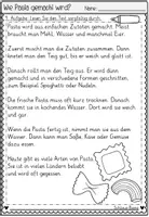Vorschau - Arbeitsblätter - FREEBIE: Leseverstehen "Wie Pasta gemacht wird?" (2/4 Klasse - Deutsch) - Seite 3