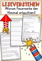 Vorschau - Arbeitsblätter - FREEBIE: Warum Feuerwerke den Himmel erleuchten? Leseverstehen Grundschule | Lesetexte Klasse 2–4 - Deckblatt