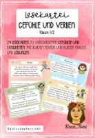 Vorschau - Fördermaterial/Inklusion - Lesekartei Gefühle und Verben – 24 Lesekarten mit Richtig-Falsch-Fragen & Lösungen (Deutsch Klasse 1, 2) - Deckblatt