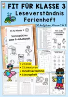 Vorschau - Anderer Materialtyp - Fit für Klasse 3 - Sommerliches Leseverständnisheft, Ferienheft Deutsch Sommer, Arbeitsheft für Klasse 2 und 3 - Deckblatt