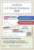 Vorschau - Fördermaterial/Inklusion - Addition mit Zehnerübergang ZR 20 - Kartei (3fach differenziert) - Deckblatt