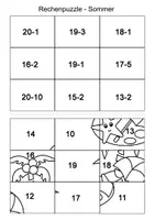 Vorschau - Arbeitsblätter - Rechenpuzzle Sommer ZR 20 - Subtraktion - ohne ZÜ - Deckblatt
