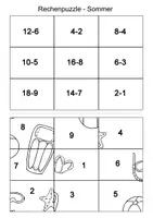 Vorschau - Arbeitsblätter - Materialpaket Rechenpuzzle Sommer ZR 20 - Addition/Subtraktion - Seite 2