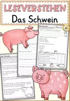 Vorschau - Arbeitsblätter - FREEBIE: Das Leben auf dem Bauernhof - Das Schwein Leseverstehen Grundschule | Lesetexte Klasse 2–4 - Deckblatt