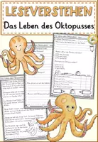 Vorschau - Arbeitsblätter - FREEBIE: Leseverstehen "Das Leben des Oktopusses" (2/4 Klasse - Deutsch) - Deckblatt