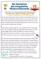 Vorschau - Stationenlernen - Materialpaket am Besipiel des Eurovision Song Contest: Lesetext, 2x Suchsel (diff.), Ausmalblatt & Schreibanlass - Seite 1