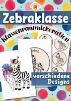 Vorschau - Mal- und Bastelvorlagen - Zebraklasse - Wand- und Türdeko | Klassenraumdekoration (Klassentier) - Deckblatt