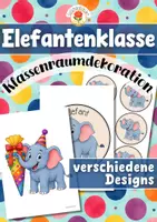 Vorschau - Mal- und Bastelvorlagen - Elefantenklasse - Wand- und Türdeko | Klassenraumdekoration (Klassentier) - Deckblatt