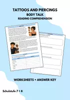 Vorschau - Arbeitsblätter - Body Talk Reading Comprehension Piercings + Tattoos (More 4 Unit 9) - Deckblatt