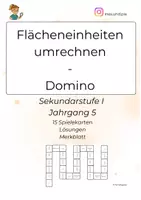 Vorschau - Stationenlernen - Domino-Spiel – Flächeneinheiten umrechnen (Klasse 5/6) - Deckblatt
