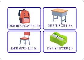Vorschau - Spiele - Wortschatzkarten: Schulsachen (DaZ / DaF) mit Pluralformen - Seite 3