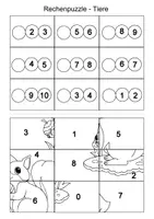 Vorschau - Arbeitsblätter - Materialpaket Rechenpuzzle Tiere Vorgänger/Zahl/Nachfolger - ZR 10 - Seite 2