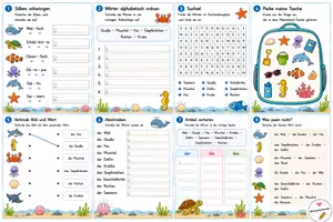 Vorschau - Arbeitsblätter - Kleines Heftchen - Meerestiere Klasse 1 und 2 - Deckblatt