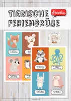 Vorschau - Bildkarten - Tierische Sommerferiengrüße für deine Schüler*innen - Seite 1