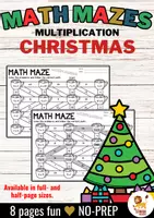 Voorbeeld - Math Maze - Multiplication (Christmas) | Kerstmis Wiskunde Engels - Voorblad
