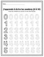 Aperçu - Feuilles d'exercices - Mon Cahier de Mathématiques d'Été (0 à 10) – Tracé, Dénombrement & Calcul (Maternelle / CP) - Page 1