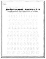 Aperçu - Feuilles d'exercices - Mon Cahier de Mathématiques d'Été (0 à 10) – Tracé, Dénombrement & Calcul (Maternelle / CP) - Page 3