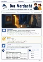Vorschau - Spiele - Der Verdacht Escape Room Klasse 5 bis 6 Detektivfall in der Schule - Deckblatt