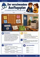 Vorschau - Spiele - Der verschwundene Ausflugsplan Escape Room Klasse 5 bis 6 Detektivfall in der Schule - Deckblatt
