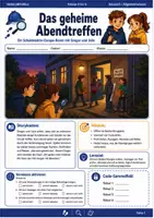 Vorschau - Spiele - Das geheime Abendtreffen Escape Room Klasse 5 bis 6 Detektivfall in der Schule - Deckblatt