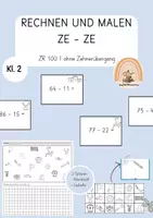 Vorschau - Arbeitsblätter - Plus und Minus bis 100 (ZE - ZE) rechnen und malen - Deckblatt