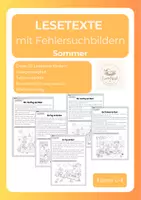 Vorschau - Arbeitsblätter - 10 Lesetexte mit Fehlersuchbildern - Deckblatt