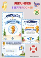 Vorschau - Mal- und Bastelvorlagen - Seepferdchen Baderegeln Urkunden - Deckblatt
