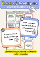 Vorschau - Bildkarten - 12 kreative Schreibimpulse Deutsch Klasse 5–8 | Vertretungsstunden, Freiarbeit & kreatives Schreiben - Deckblatt