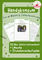 Vorschau - Stundenentwürfe - Handykonsum | Ethik - Klasse 7-9. + Stundenverlaufsplan - Deckblatt
