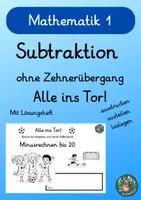 Vorschau - Arbeitsblätter - Subtraktion bis 20 ohne Zehnerübergang Fußball-Mathe - Deckblatt