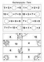 Vorschau - Arbeitsblätter - Rechenpuzzle Tiere ZR 20 - Gleichungen - Addition 2 - Deckblatt