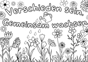 Vorschau - Mal- und Bastelvorlagen - Gemeinschaftsposter Vielfalt - Verschieden sein, gemeinsam wachsen | 25-teiliges Ausmalbild - Seite 3
