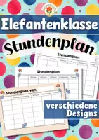 Vorschau - Arbeitsblätter - Elefantenklasse - Stundenplan (Klassentier) - Deckblatt