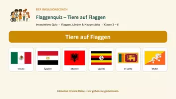Vorschau - Quiz - Flaggenquiz Tiere auf Flaggen - Interaktiv - Deckblatt