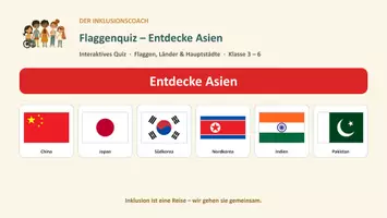 Vorschau - Quiz - Flaggenquiz Asien - Interaktiv - Deckblatt