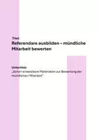 Vorschau - Anderer Materialtyp - Referendare ausbilden - mündliche Mitarbeit bewerten - Seite 1