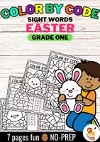 Vista previa - Hojas de trabajo - Color by code - Sight words Grade One (Easter) | Pascua de Resurrección Inglés - Portada