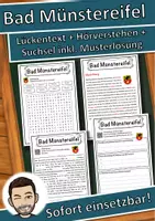 Bad MĂŒnstereifel LĂŒckentext mit Wortspeicher Hörverstehen und Suchsel ...