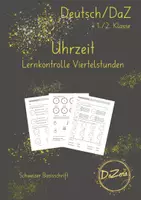 Vorschau - Unterrichtsreihen - Uhrzeiten Viertelstunden Lernkontrollen - Deckblatt