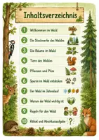 Vorschau - Mal- und Bastelvorlagen - Lesespaziergang Thema: Wald und Tiere - Seite 1