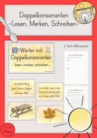 Vorschau - Spiele - Lesen-Merken-Schreiben Doppelkonsonanten Karten Klasse 3/ 4 differenziert - Deckblatt