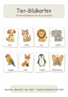 Vorschau - Poster - Tier-Bildkarten 🐾 70 Wortschatzkarten für Deutsch & Sachunterricht | Haustiere, Bauernhof, Zoo & Wald | Grundschule Klasse 1 bis 4 (DaZ) - Seite 1